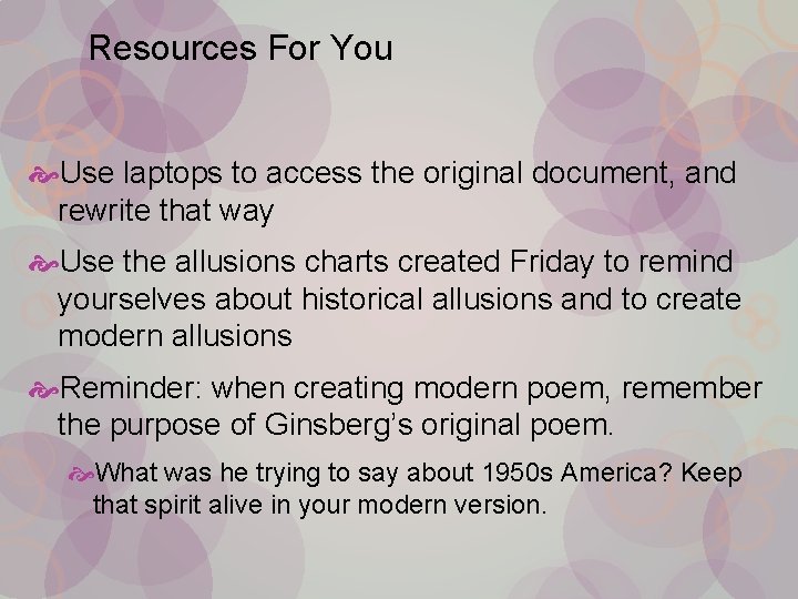 Resources For You Use laptops to access the original document, and rewrite that way