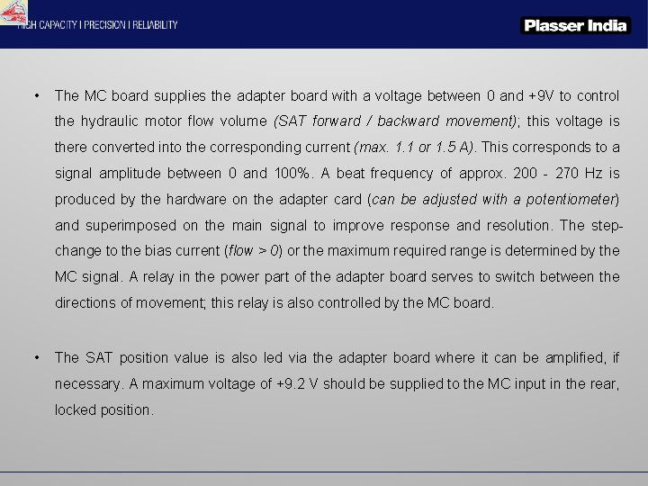  • The MC board supplies the adapter board with a voltage between 0