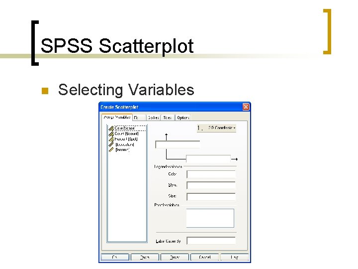 SPSS Scatterplot n Selecting Variables 