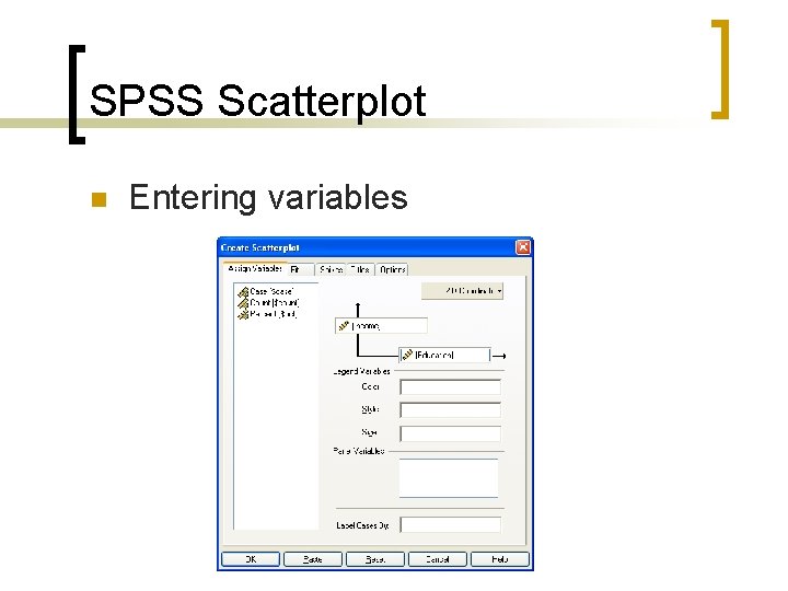SPSS Scatterplot n Entering variables 