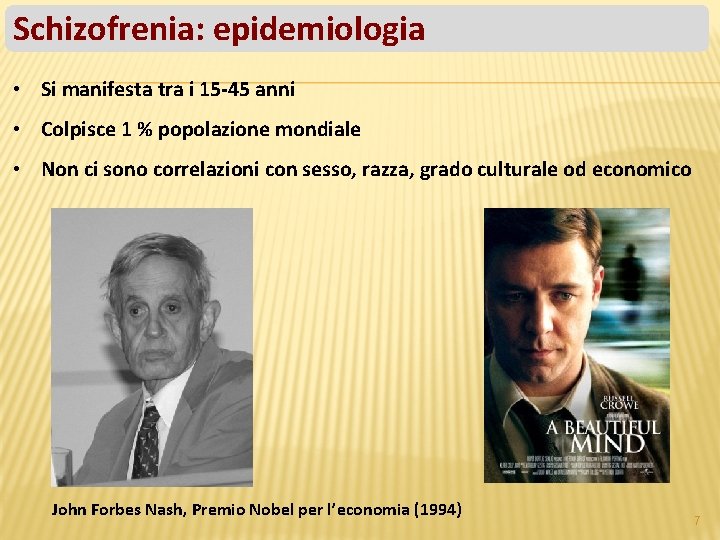 Schizofrenia: epidemiologia • Si manifesta tra i 15 -45 anni • Colpisce 1 %