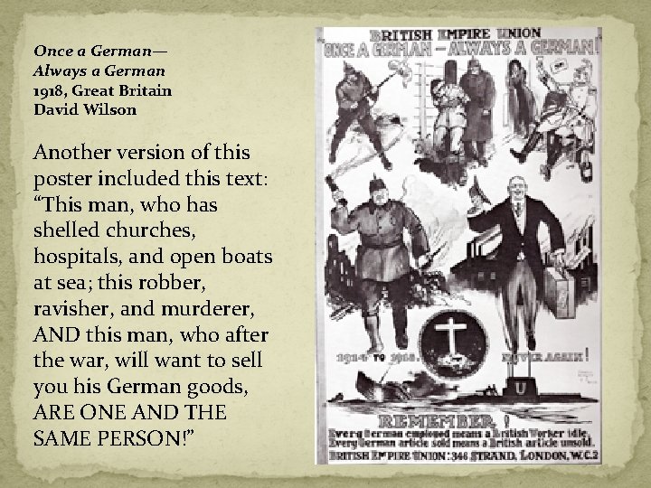 Once a German— Always a German 1918, Great Britain David Wilson Another version of Once a German— Always a German 1918, Great Britain David Wilson Another version of