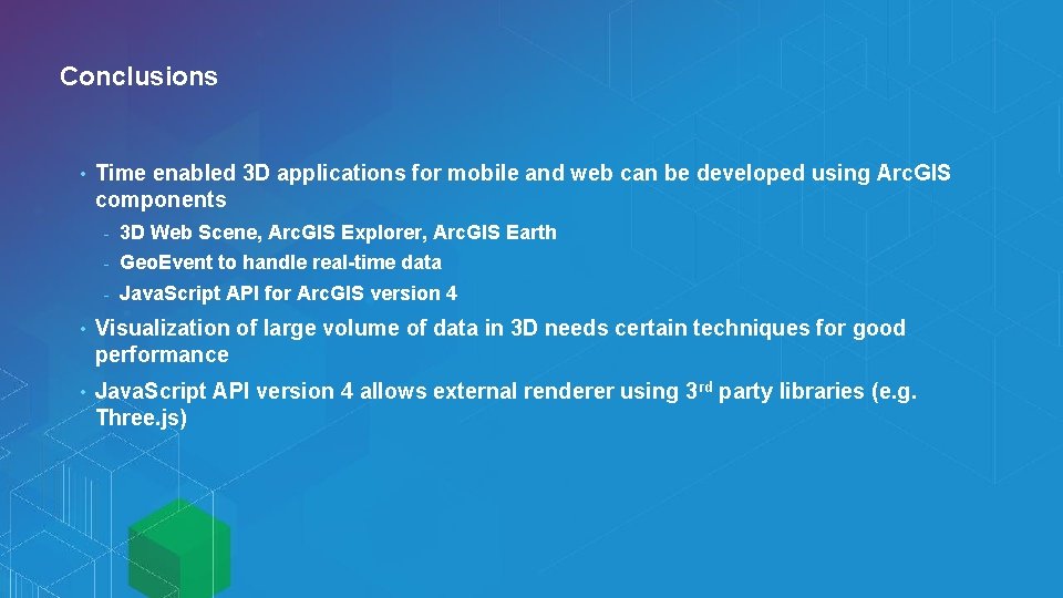 Conclusions • Time enabled 3 D applications for mobile and web can be developed