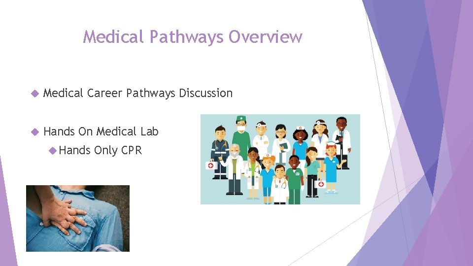 Medical Pathways Overview Medical Career Pathways Discussion Hands On Medical Lab Hands Only CPR