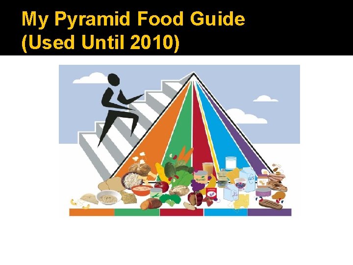 My Pyramid Food Guide (Used Until 2010) http: //www. mypyramid. gov/downloads/Mini. Poster. pdf 