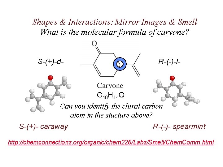 Shapes & Interactions: Mirror Images & Smell What is the molecular formula of carvone?