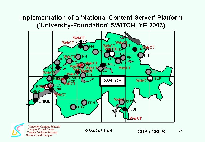 Implementation of a 'National Content Server' Platform ('University-Foundation' SWITCH, YE 2003) Web. CT Web.