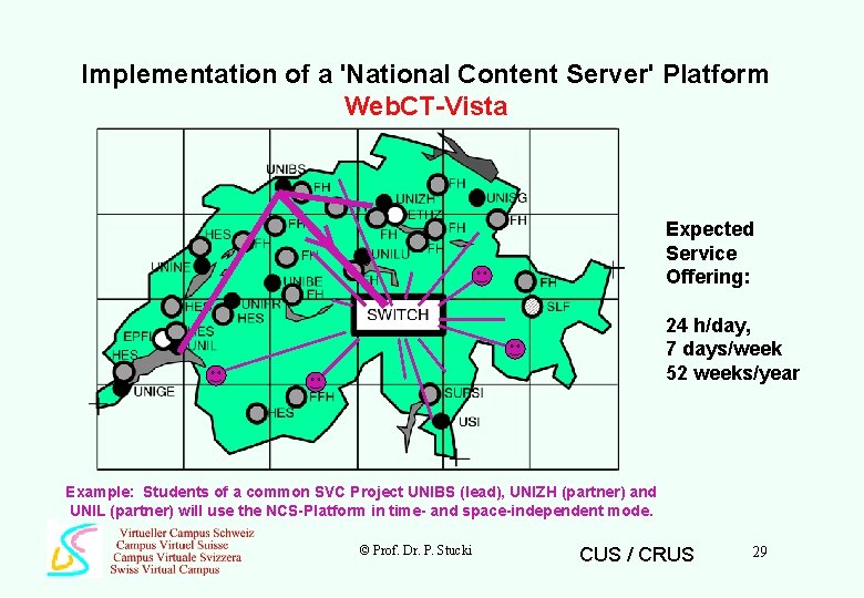 Implementation of a 'National Content Server' Platform Web. CT-Vista Expected Service Offering: 24 h/day,