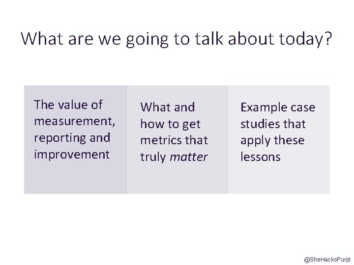 What are we going to talk about today? The value of measurement, reporting and