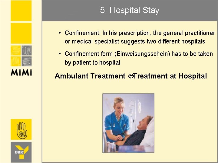 5. Hospital Stay • Confinement: In his prescription, the general practitioner or medical specialist