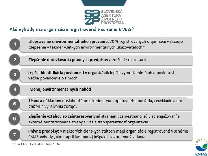 Aké výhody má organizácia registrovaná v schéme EMAS? ISO 14 001 *Zdroj: EMAS Evaluation