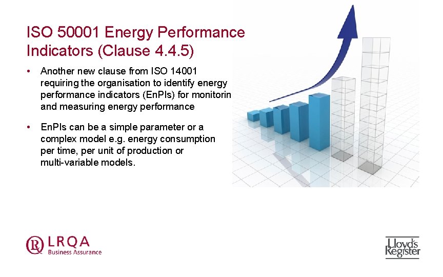 ISO 50001 Energy Performance Indicators (Clause 4. 4. 5) • Another new clause from