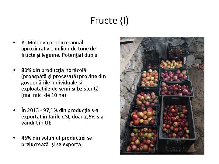Fructe (I) • R. Moldova produce anual aproximativ 1 milion de tone de fructe