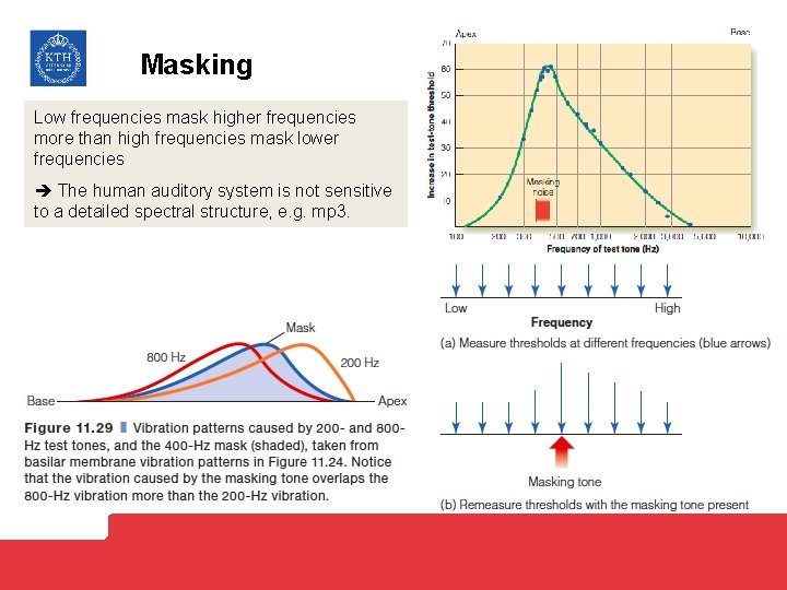 Masking Low frequencies mask higher frequencies more than high frequencies mask lower frequencies The