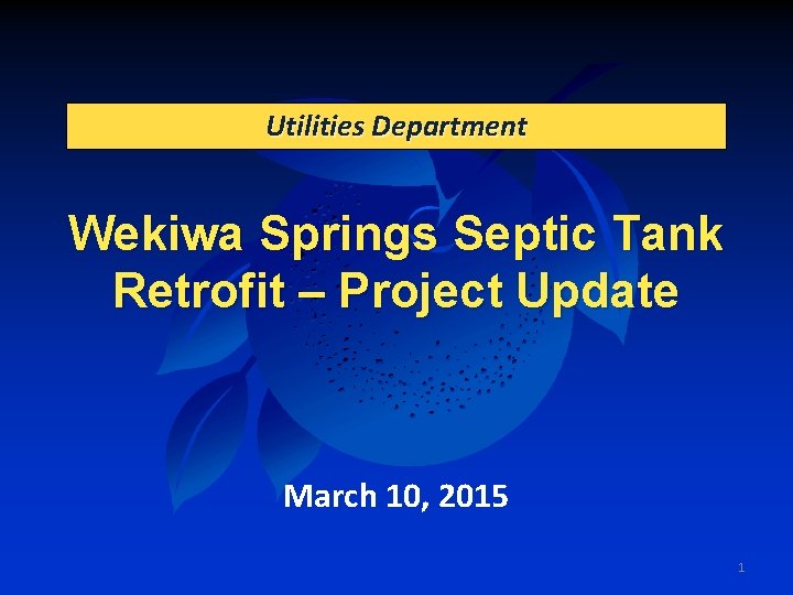 Utilities Department Wekiwa Springs Septic Tank Retrofit – Project Update March 10, 2015 1