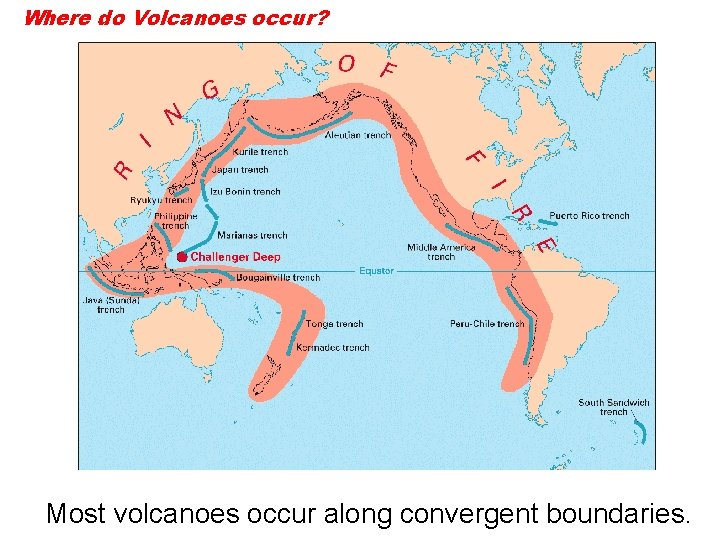 Where do Volcanoes occur? Most volcanoes occur along convergent boundaries. 