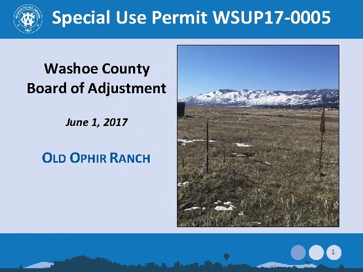 Special Use Permit WSUP 17 -0005 Washoe County Board of Adjustment June 1, 2017