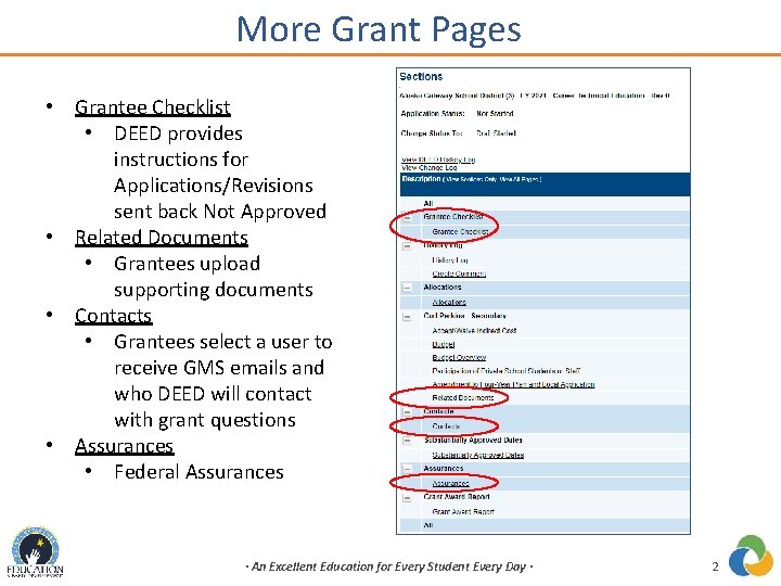 More Grant Pages • Grantee Checklist • DEED provides instructions for Applications/Revisions sent back