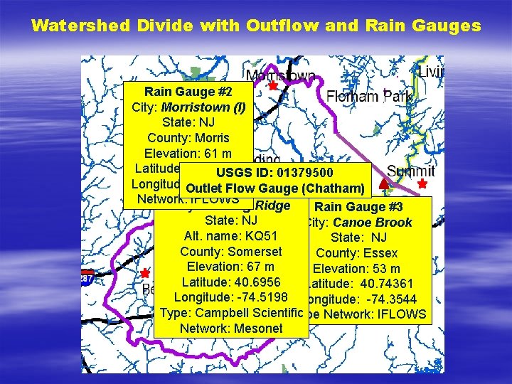 Watershed Divide with Outflow and Rain Gauges Rain Gauge #2 City: Morristown (I) State: