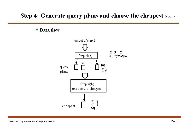 Step 4: Generate query plans and choose the cheapest (cont. ) § Data flow