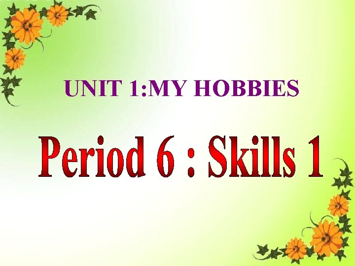 UNIT 1: MY HOBBIES 