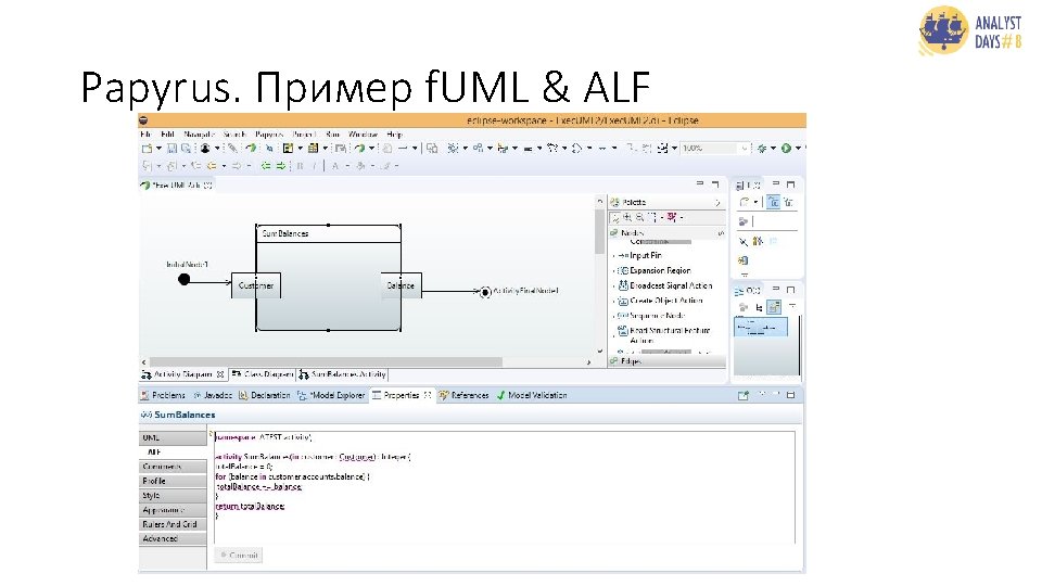 Papyrus. Пример f. UML & ALF 
