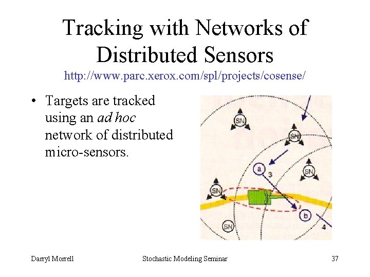 Tracking with Networks of Distributed Sensors http: //www. parc. xerox. com/spl/projects/cosense/ • Targets are