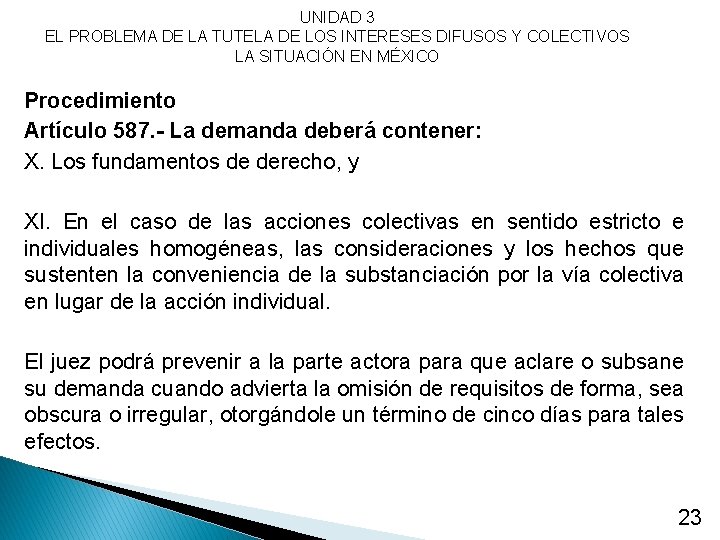 UNIDAD 3 EL PROBLEMA DE LA TUTELA DE LOS INTERESES DIFUSOS Y COLECTIVOS LA