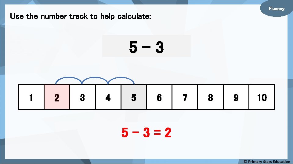 Fluency Use the number track to help calculate: 5– 3 1 2 3 4