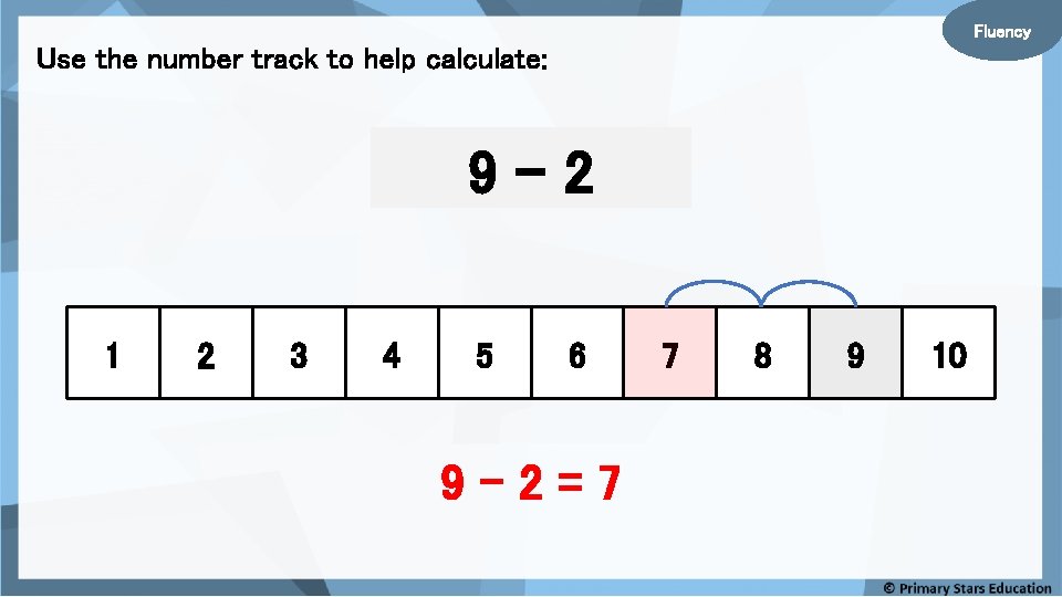 Fluency Use the number track to help calculate: 9– 2 1 2 3 4