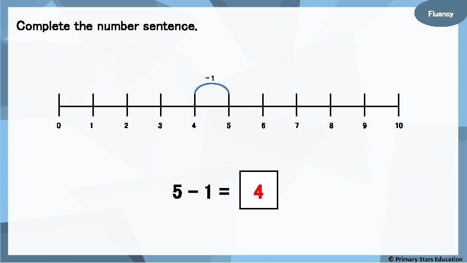 Fluency Complete the number sentence. – 1 0 1 2 3 4 5 6