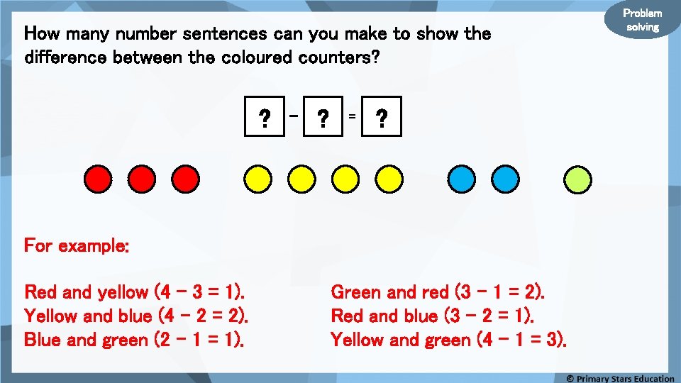 How many number sentences can you make to show the difference between the coloured