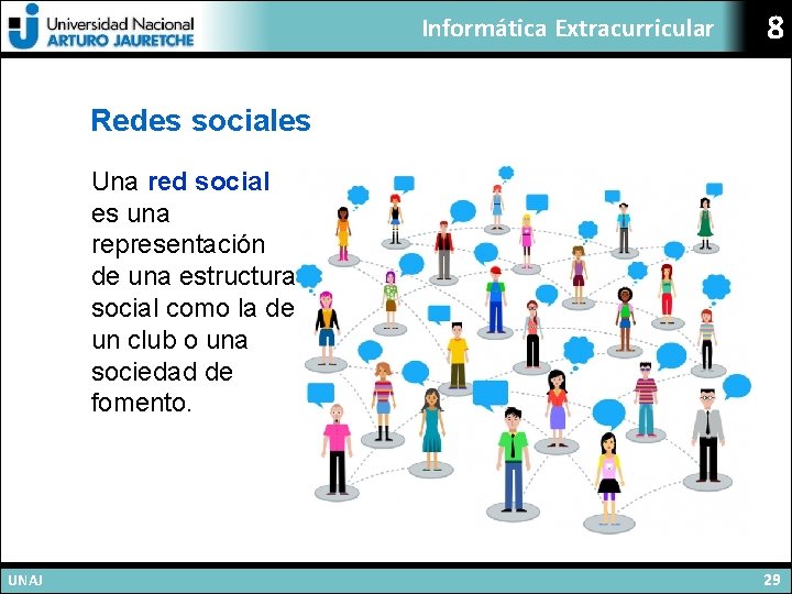 Informática Extracurricular 8 Redes sociales Una red social es una representación de una estructura