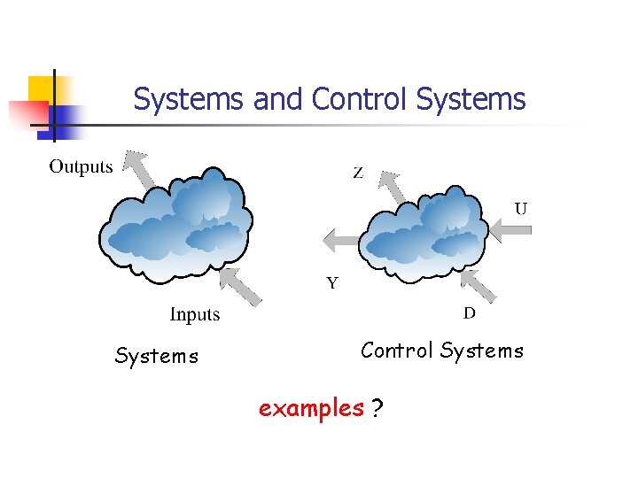 Systems and Control Systems examples ? 