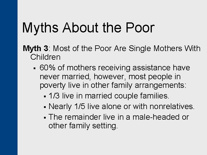 Myths About the Poor Myth 3: Most of the Poor Are Single Mothers With