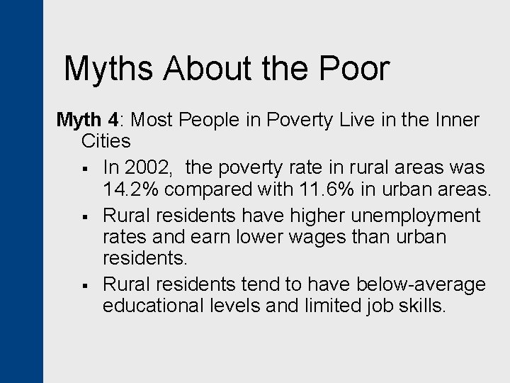 Myths About the Poor Myth 4: Most People in Poverty Live in the Inner