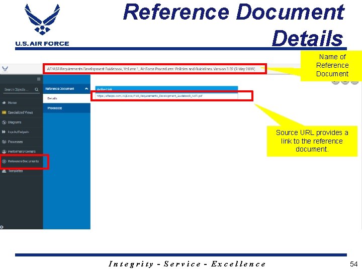 Reference Document Details Name of Reference Document Source URL provides a link to the