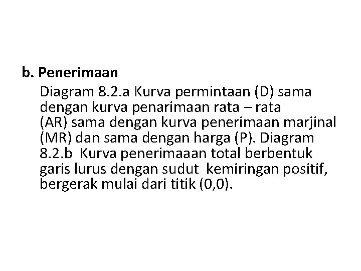 b. Penerimaan Diagram 8. 2. a Kurva permintaan (D) sama dengan kurva penarimaan rata