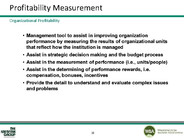 Profitability Measurement Organizational Profitability 18 