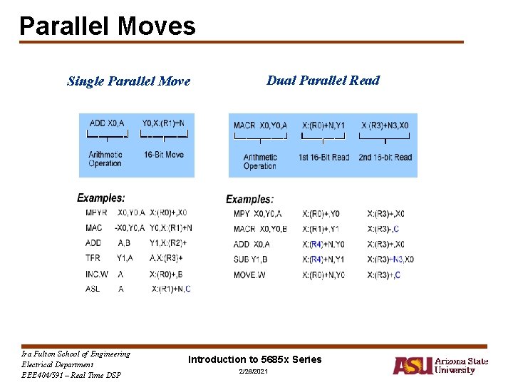 Parallel Moves Single Parallel Move Ira Fulton School of Engineering Electrical Department EEE 404/591