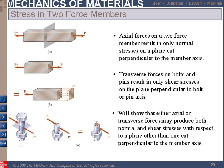 Fifth Edition MECHANICS OF MATERIALS Beer • Johnston • De. Wolf • Mazurek Stress