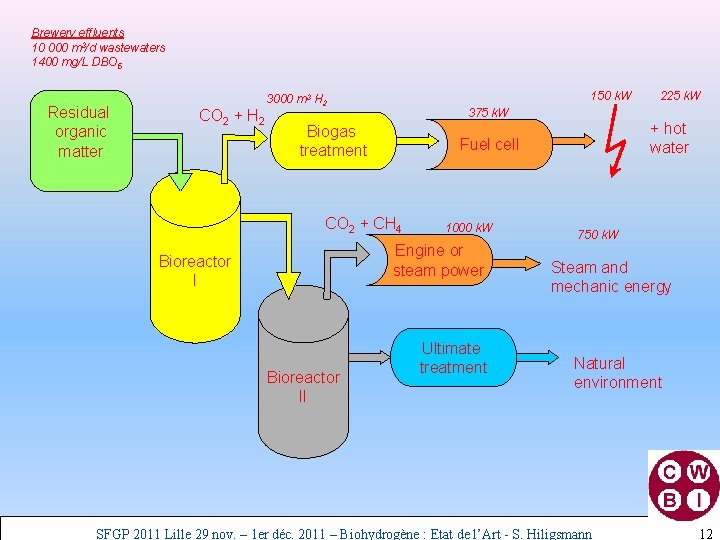 Brewery effluents 10 000 m 3/d wastewaters 1400 mg/L DBO 5 Residual organic matter