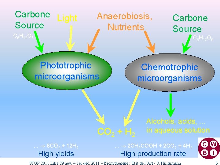 Carbone Light Source Anaerobiosis, Nutrients C 6 H 12 O 6 Carbone Source C