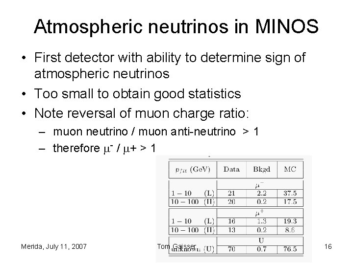 Atmospheric neutrinos in MINOS • First detector with ability to determine sign of atmospheric Atmospheric neutrinos in MINOS • First detector with ability to determine sign of atmospheric