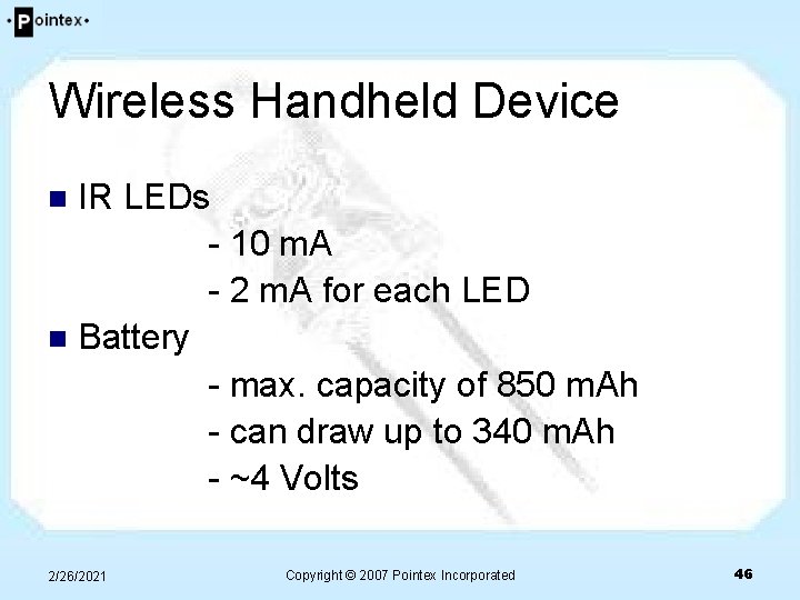 Wireless Handheld Device IR LEDs - 10 m. A - 2 m. A for Wireless Handheld Device IR LEDs - 10 m. A - 2 m. A for