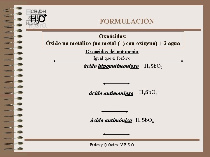 FORMULACIÓN Oxoácidos: Óxido no metálico (no metal (+) con oxígeno) + 3 agua Oxoácidos