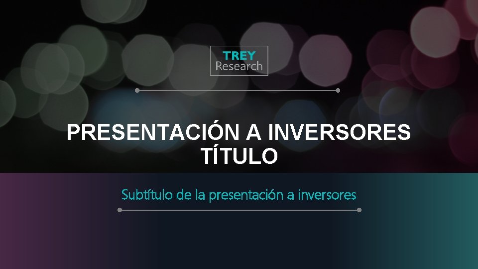 PRESENTACIÓN A INVERSORES TÍTULO Subtítulo de la presentación a inversores 