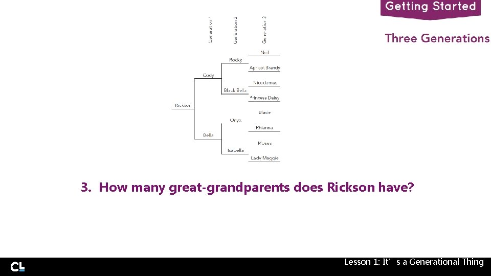 3. How many great-grandparents does Rickson have? Lesson 1: It’s a Generational Thing 