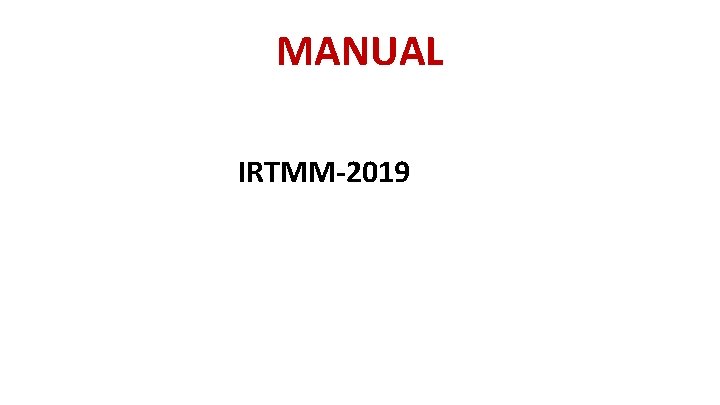 MANUAL IRTMM-2019 