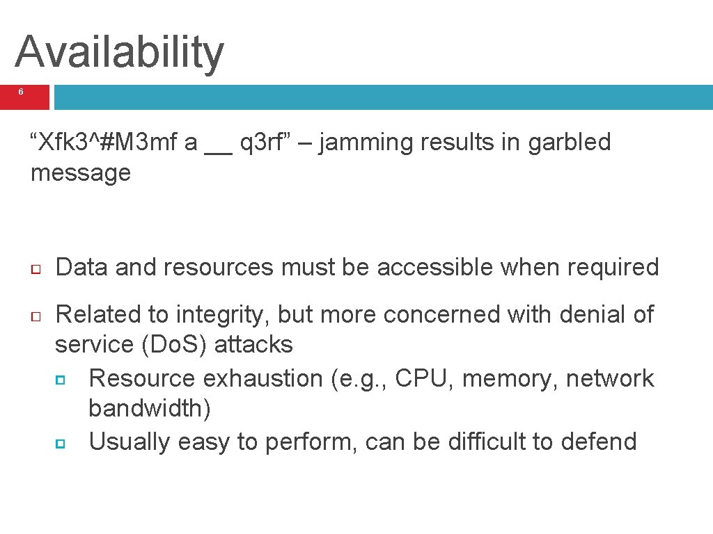 Availability 6 “Xfk 3^#M 3 mf a __ q 3 rf” – jamming results